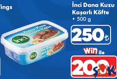 İNCİ DANA KUZU KAŞARLI KÖFTE 500 G fiyat ve kampanya bilgisi